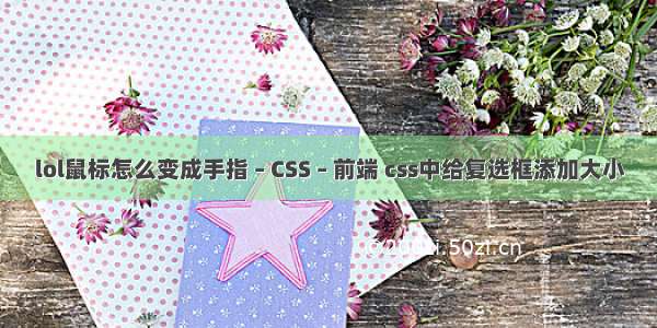 lol鼠标怎么变成手指 – CSS – 前端 css中给复选框添加大小