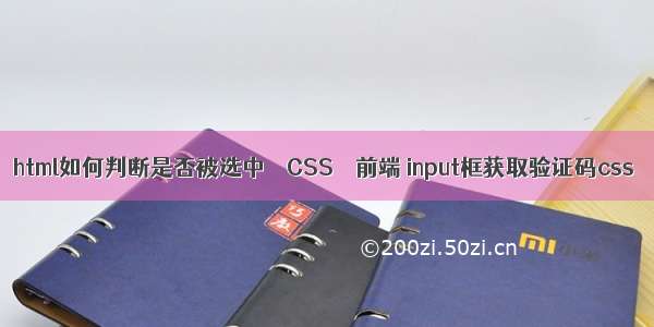 html如何判断是否被选中 – CSS – 前端 input框获取验证码css