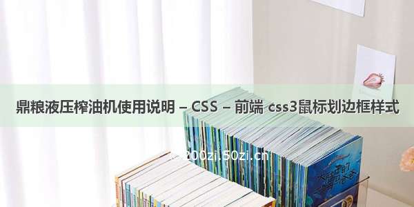 鼎粮液压榨油机使用说明 – CSS – 前端 css3鼠标划边框样式