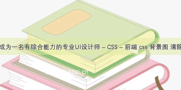 如何成为一名有综合能力的专业UI设计师 – CSS – 前端 css 背景图 清除样式