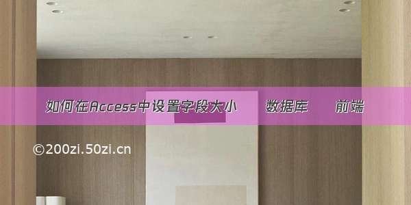 如何在Access中设置字段大小 – 数据库 – 前端