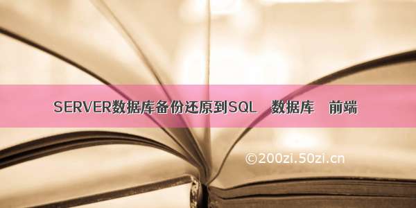 SERVER数据库备份还原到SQL – 数据库 – 前端