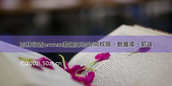 怎样设置access数据库的访问权限 – 数据库 – 前端