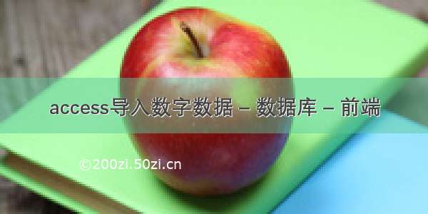 access导入数字数据 – 数据库 – 前端