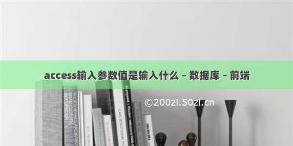 access输入参数值是输入什么 – 数据库 – 前端