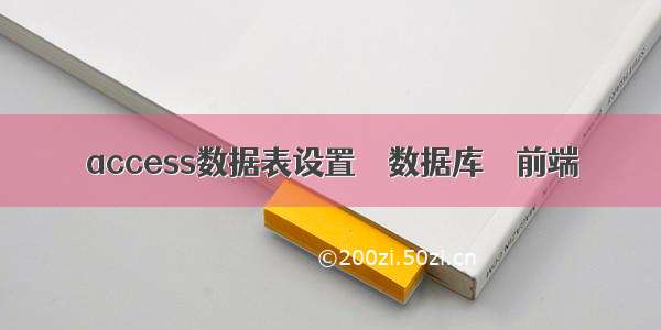 access数据表设置 – 数据库 – 前端