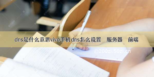 dns是什么意思vivo手机dns怎么设置 – 服务器 – 前端