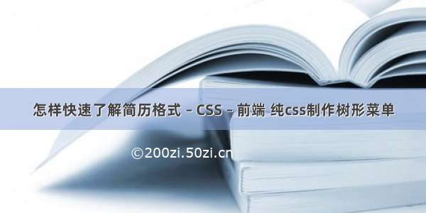 怎样快速了解简历格式 – CSS – 前端 纯css制作树形菜单