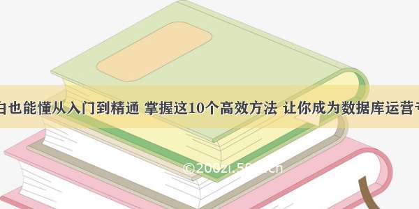 MySQL小白也能懂从入门到精通 掌握这10个高效方法 让你成为数据库运营专家 mysql 