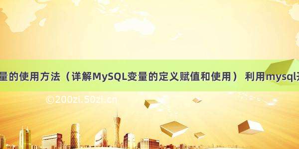 MySQL变量的使用方法（详解MySQL变量的定义赋值和使用） 利用mysql开发的优点