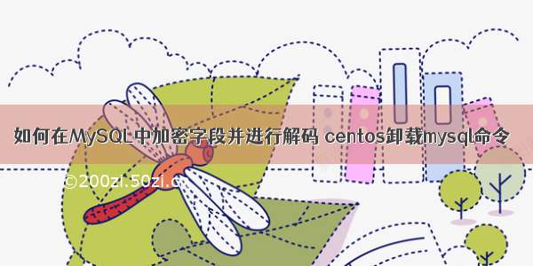 如何在MySQL中加密字段并进行解码 centos卸载mysql命令