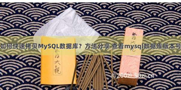 如何快速拷贝MySQL数据库？方法分享 查看mysql数据库版本号