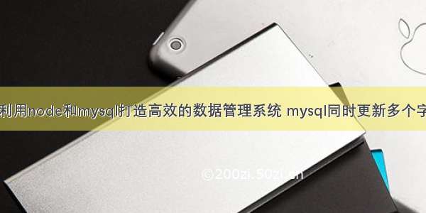 如何利用node和mysql打造高效的数据管理系统 mysql同时更新多个字段吗