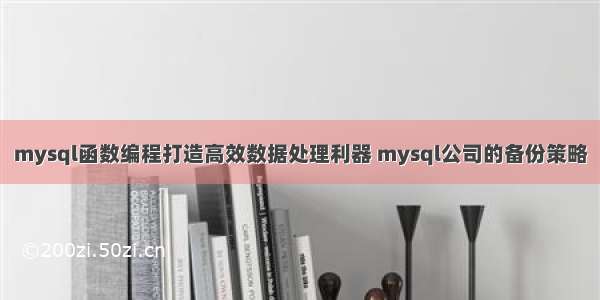 mysql函数编程打造高效数据处理利器 mysql公司的备份策略