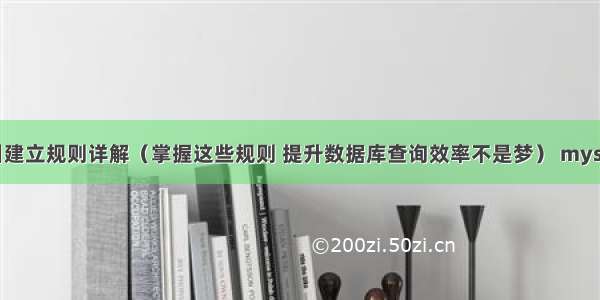 MySQL索引建立规则详解（掌握这些规则 提升数据库查询效率不是梦） mysql 查询目录