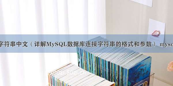 MySQL连接字符串中文（详解MySQL数据库连接字符串的格式和参数） mysql执行sql监视