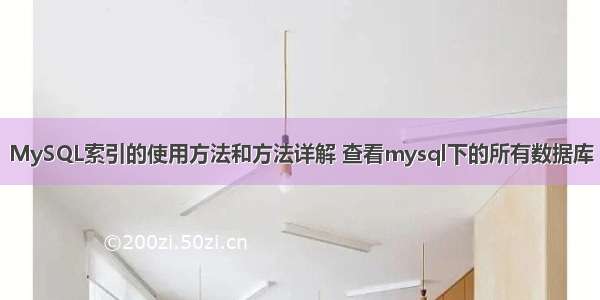 MySQL索引的使用方法和方法详解 查看mysql下的所有数据库