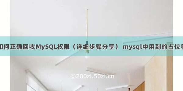 如何正确回收MySQL权限（详细步骤分享） mysql中用到的占位符