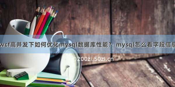 wcf高并发下如何优化mysql数据库性能？ mysql怎么看字段信息