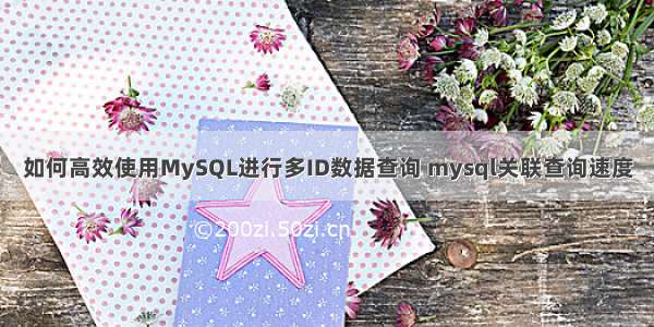 如何高效使用MySQL进行多ID数据查询 mysql关联查询速度