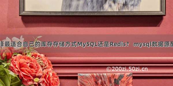 如何选择最适合自己的库存存储方式MySQL还是Redis？ mysql数据源配置文件