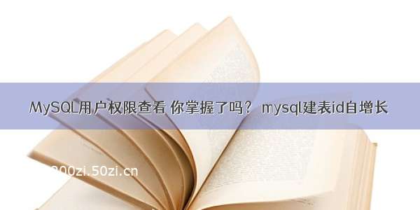 MySQL用户权限查看 你掌握了吗？ mysql建表id自增长