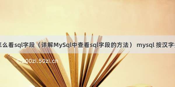 MySql怎么看sql字段（详解MySql中查看sql字段的方法） mysql 按汉字拼音排序