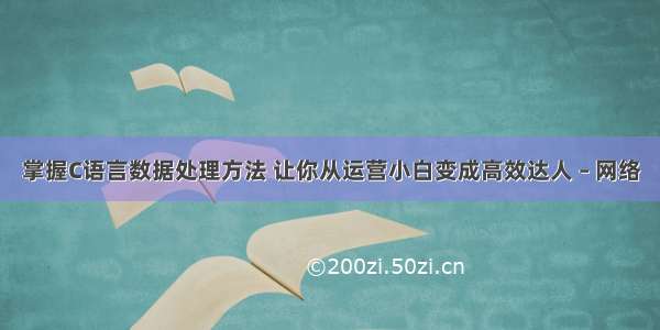 掌握C语言数据处理方法 让你从运营小白变成高效达人 – 网络