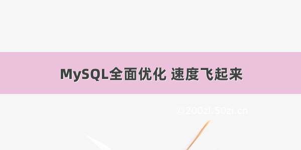 MySQL全面优化 速度飞起来