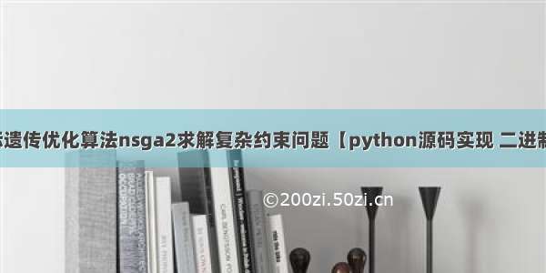 多目标遗传优化算法nsga2求解复杂约束问题【python源码实现 二进制编码】