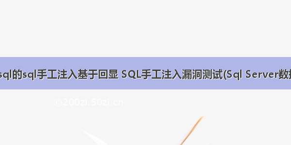 mysql的sql手工注入基于回显 SQL手工注入漏洞测试(Sql Server数据库)