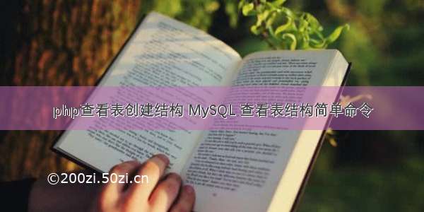 php查看表创建结构 MySQL 查看表结构简单命令