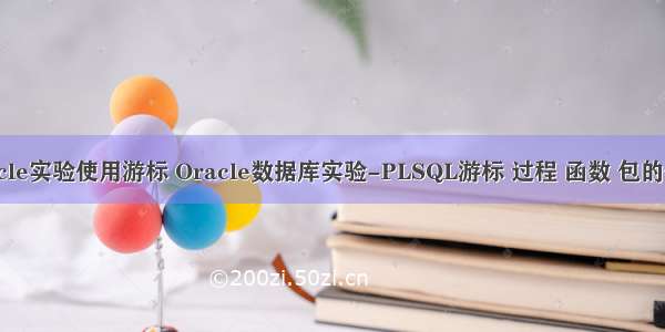 oracle实验使用游标 Oracle数据库实验-PLSQL游标 过程 函数 包的使用