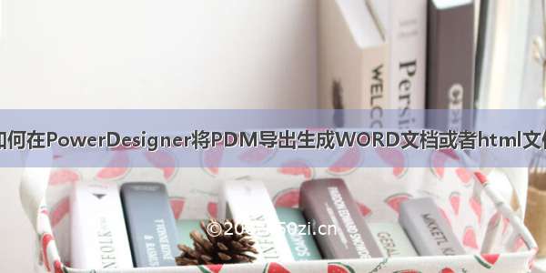 如何在PowerDesigner将PDM导出生成WORD文档或者html文件