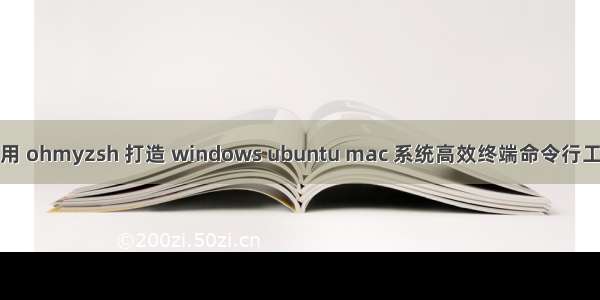 使用 ohmyzsh 打造 windows ubuntu mac 系统高效终端命令行工具