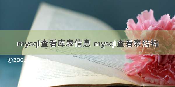 mysql查看库表信息 mysql查看表结构