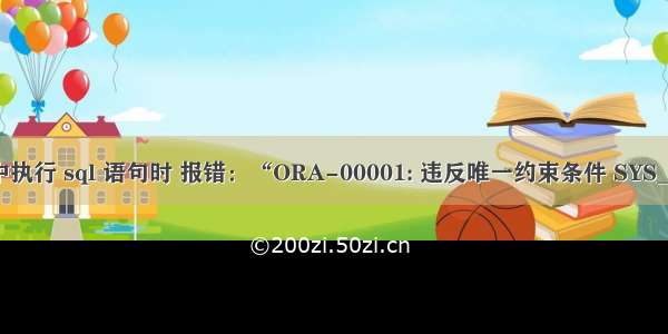 在 oracle 中执行 sql 语句时 报错：“ORA-00001: 违反唯一约束条件 SYS_C0024202”