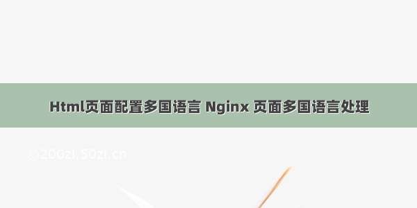 Html页面配置多国语言 Nginx 页面多国语言处理