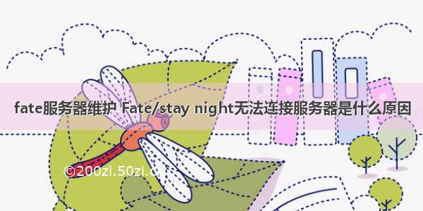 fate服务器维护 Fate/stay night无法连接服务器是什么原因