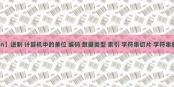 【Python】进制 计算机中的单位 编码 数据类型 索引 字符串切片 字符串的功能方法