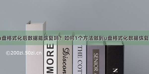 u盘格式化后数据能恢复吗？如何1个方法做到u盘格式化数据恢复？