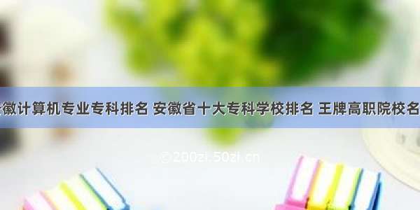 安徽计算机专业专科排名 安徽省十大专科学校排名 王牌高职院校名单