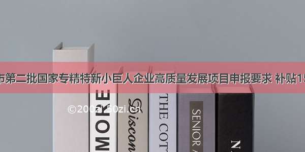 北京市第二批国家专精特新小巨人企业高质量发展项目申报要求 补贴1500万