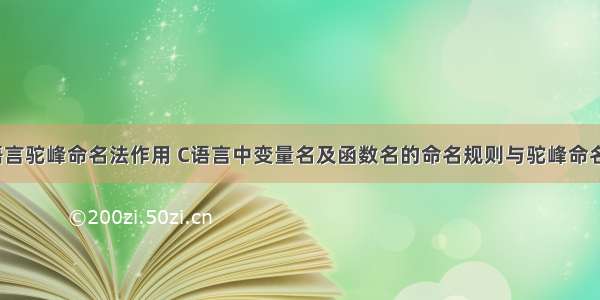 c语言驼峰命名法作用 C语言中变量名及函数名的命名规则与驼峰命名法