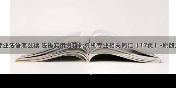 计算机专业法语怎么读 法语实用资料计算机专业相关词汇（17页）-原创力文档...