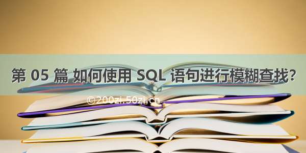 第 05 篇 如何使用 SQL 语句进行模糊查找？