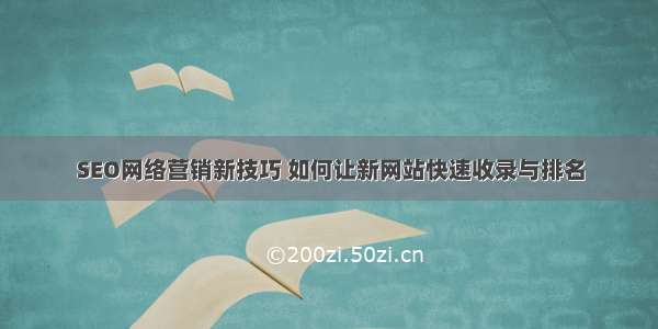 SEO网络营销新技巧 如何让新网站快速收录与排名