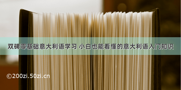 双碑零基础意大利语学习 小白也能看懂的意大利语入门知识