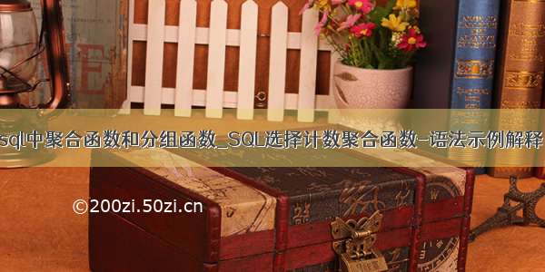 sql中聚合函数和分组函数_SQL选择计数聚合函数-语法示例解释