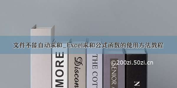 文件不能自动求和_Excel求和公式函数的使用方法教程